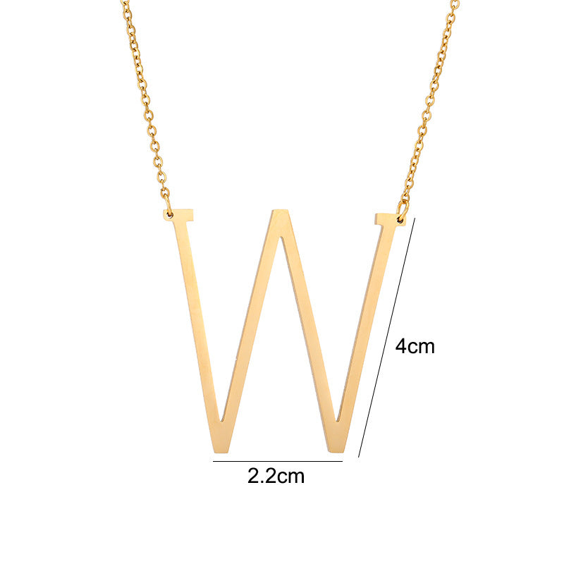 Collar Minimalista con Dije de Letra Chapado en Acero de Titanio para Mujer con Cadena de Eslabones Ajustable