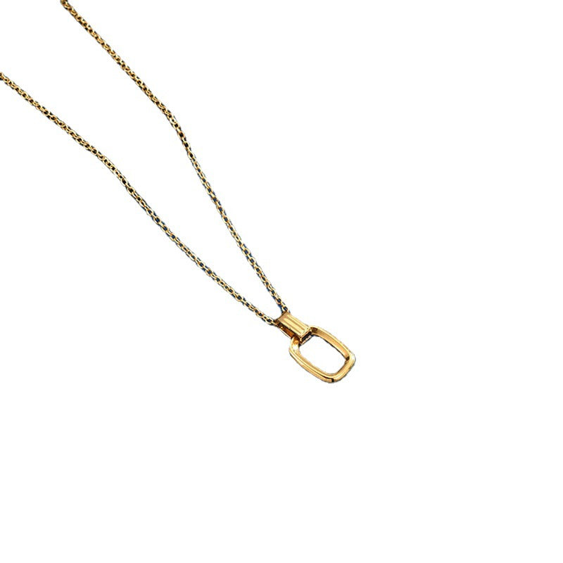 Minimalist Geometric Double Ring Necklace for Women Titanium Steel Plated Clavicle Chain with Irregular Design