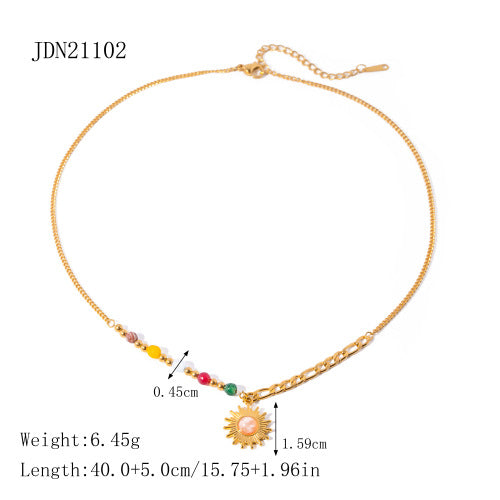 Elegant Star Moon Cubic Zirconia Plated Stainless Steel Necklace for Women