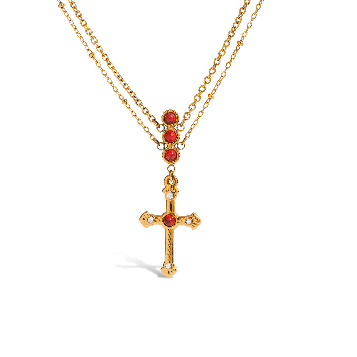 Collana con Pendente a Croce Geometrica in Acciaio Inossidabile con Ciondolo in Acciaio al Titanio, Elettroplaccata per un'Eleganza che non Sbiadisce