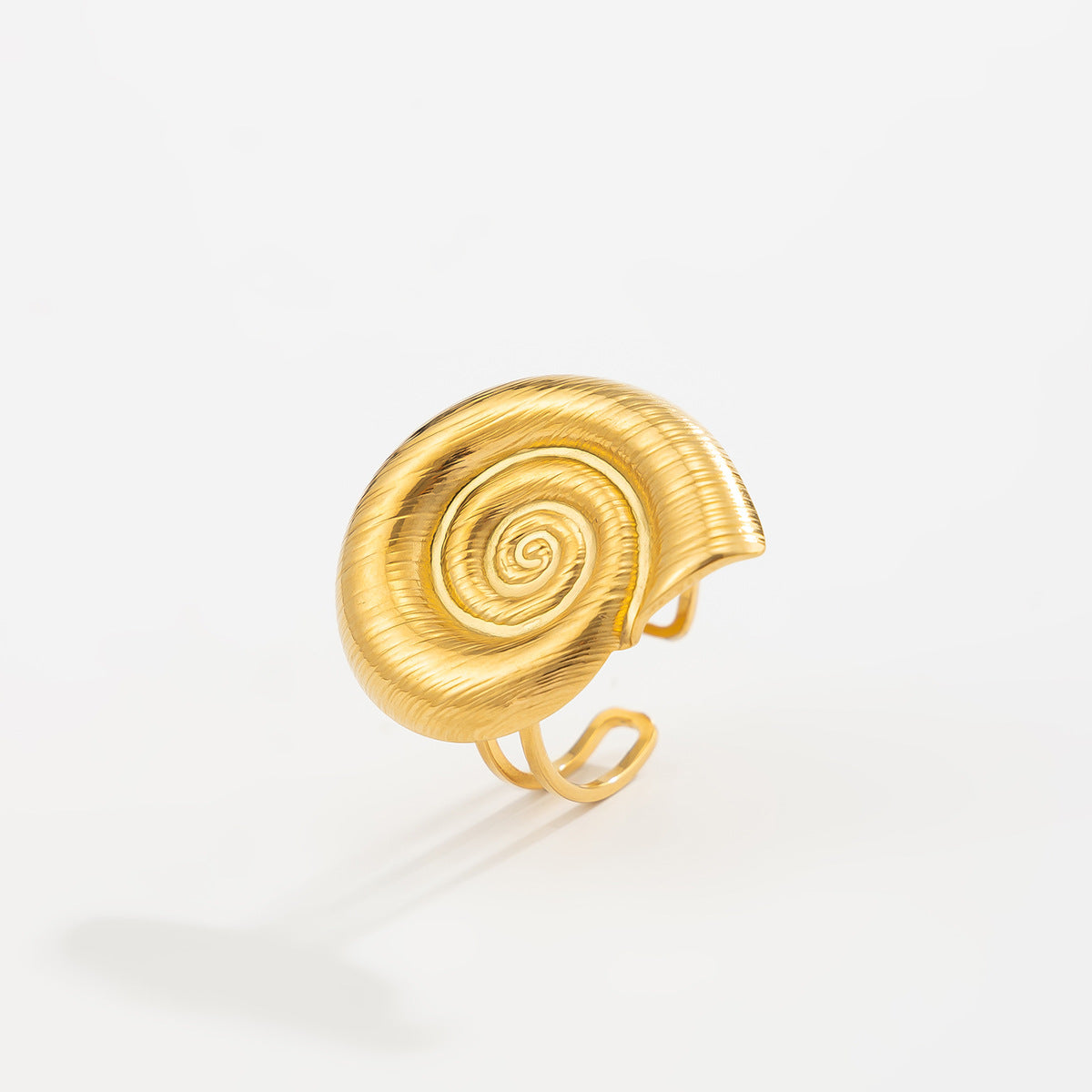 18K PVD Gold Plated Stainless Steel Floral Geometric Open Ring for Women
