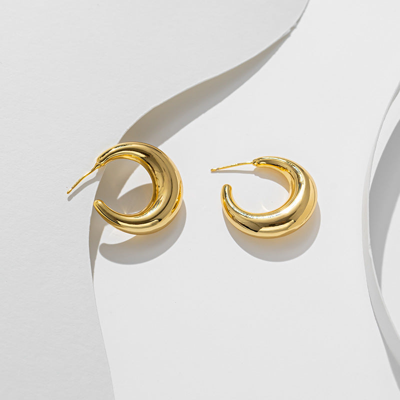 Pendientes de aro de titanio y acero geométricos minimalistas vintage para mujer con acabado chapado al vacío, hipoalergénicos y resistentes a la decoloración