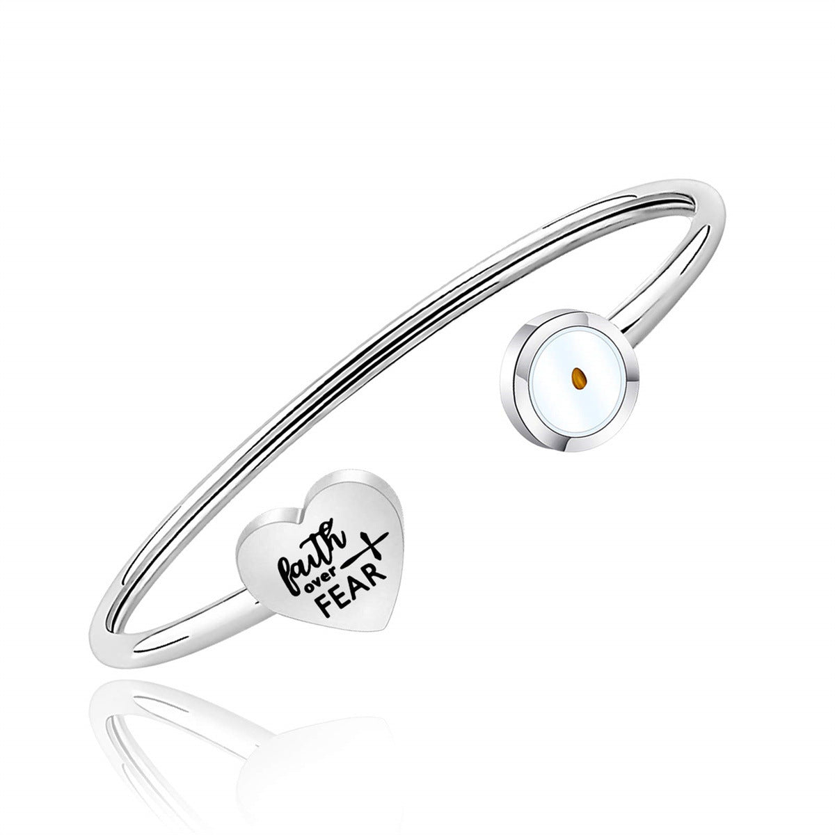 Minimalist Heart-Shaped Stainless Steel Bracelet with Polished Finish for Women