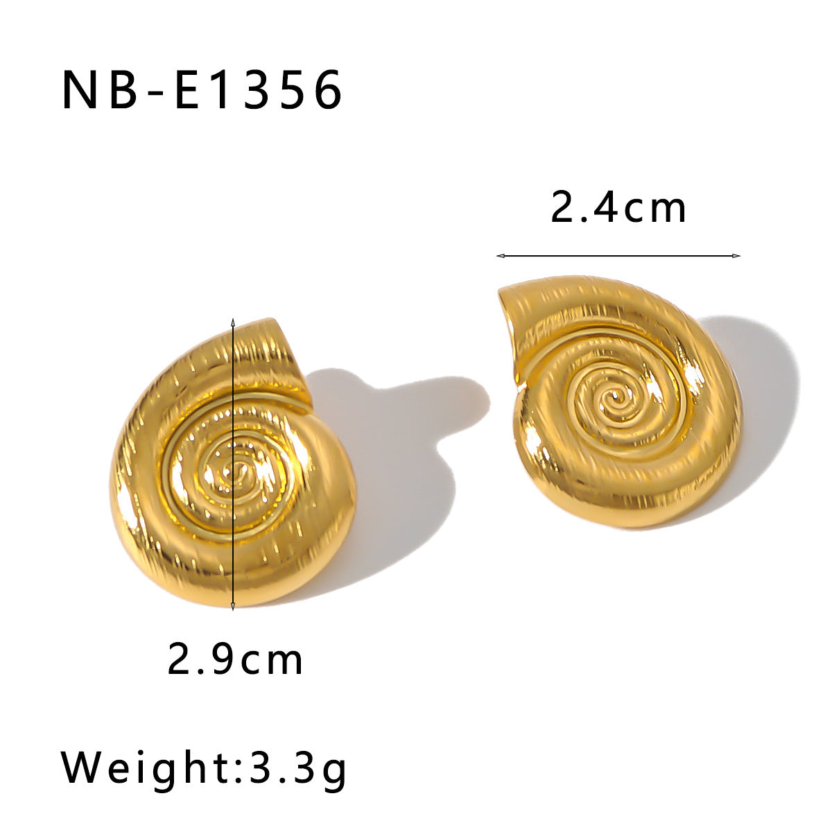Orecchini da donna minimalisti in acciaio inossidabile a forma di conchiglia con placcatura in oro 18 carati