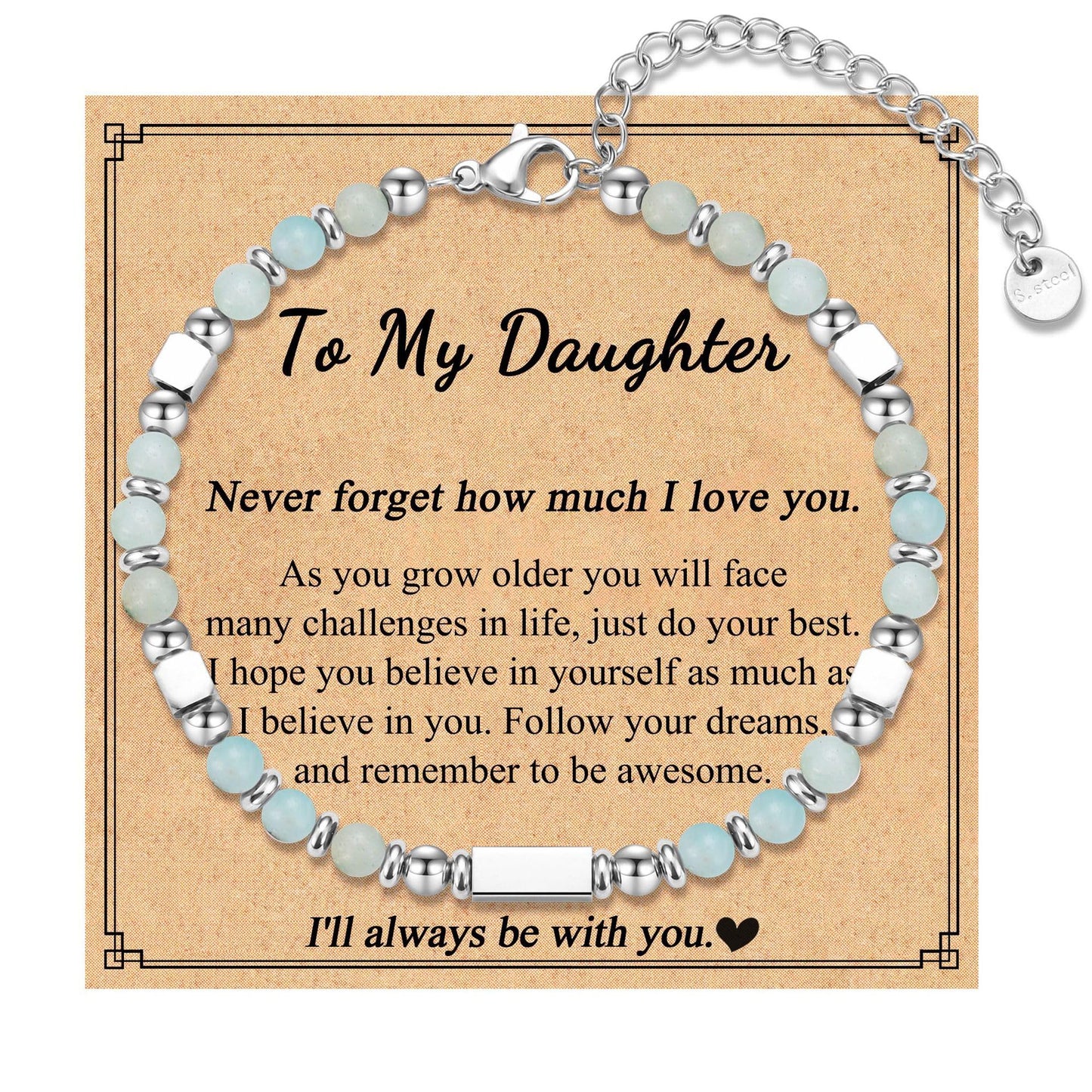 Sweet Cartoon Square Stainless Steel Beaded Bracelet