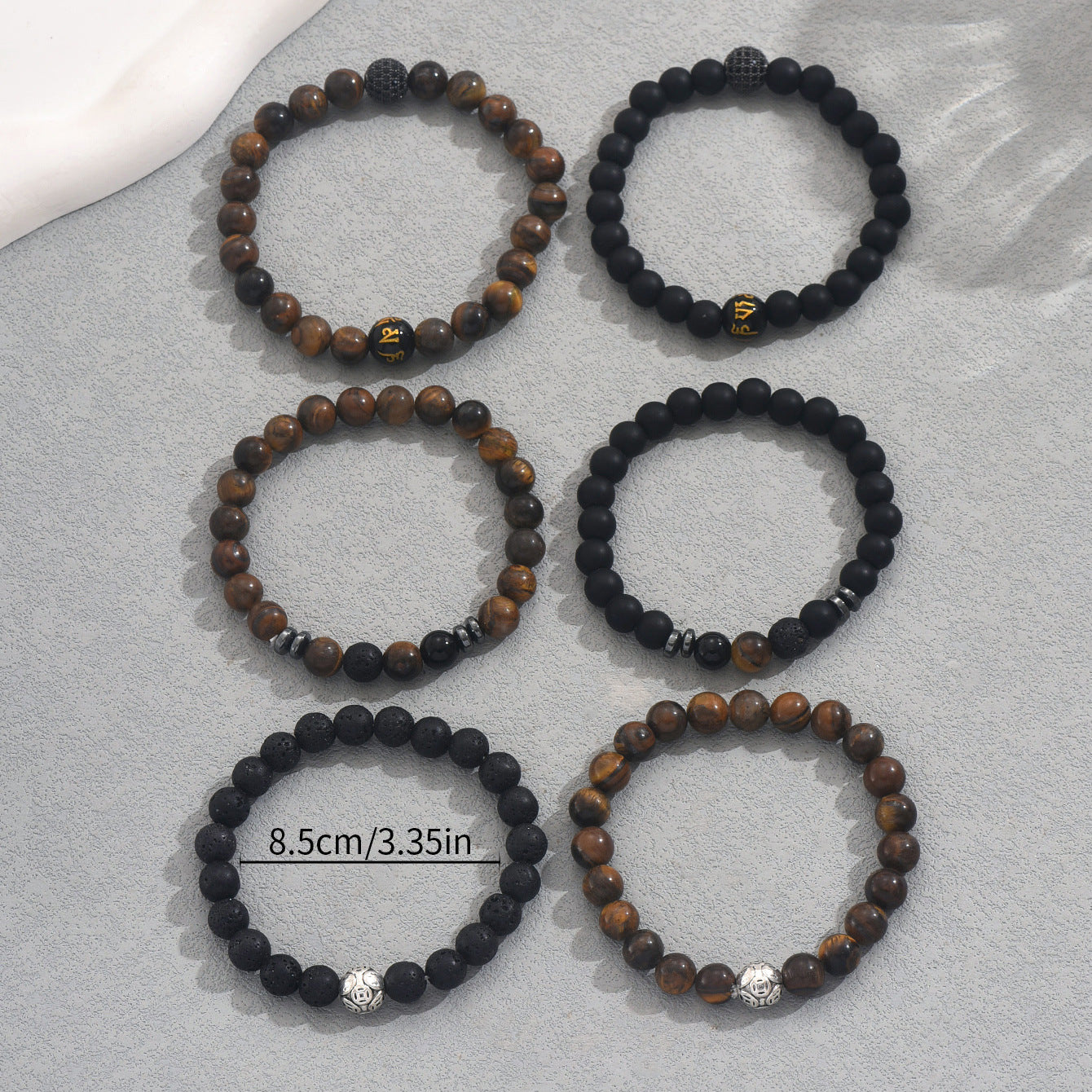 Vintage Style Geometric Beaded Bracelet for Women Made of Natural Stone with Braided Construction