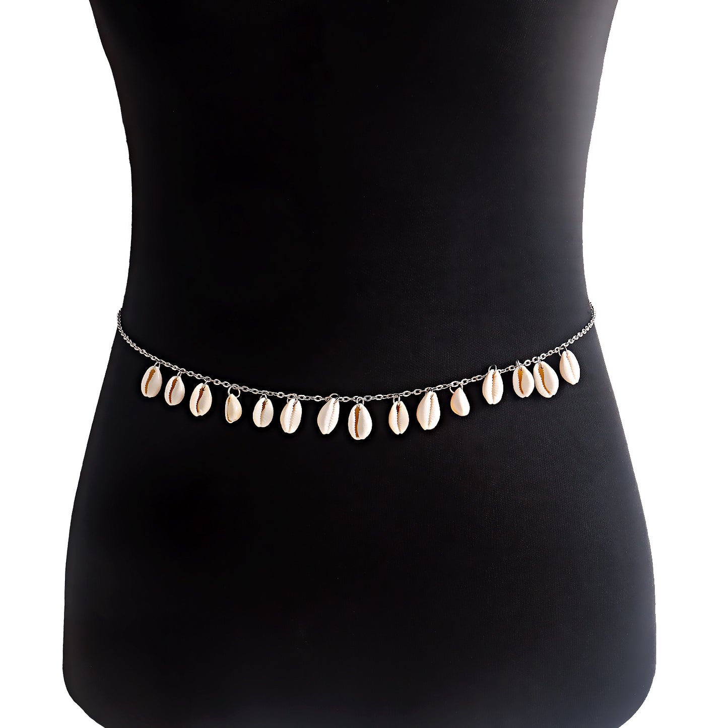 Vintage Punk Acrylic Shell Pendant Alloy Waist Chain for Women
