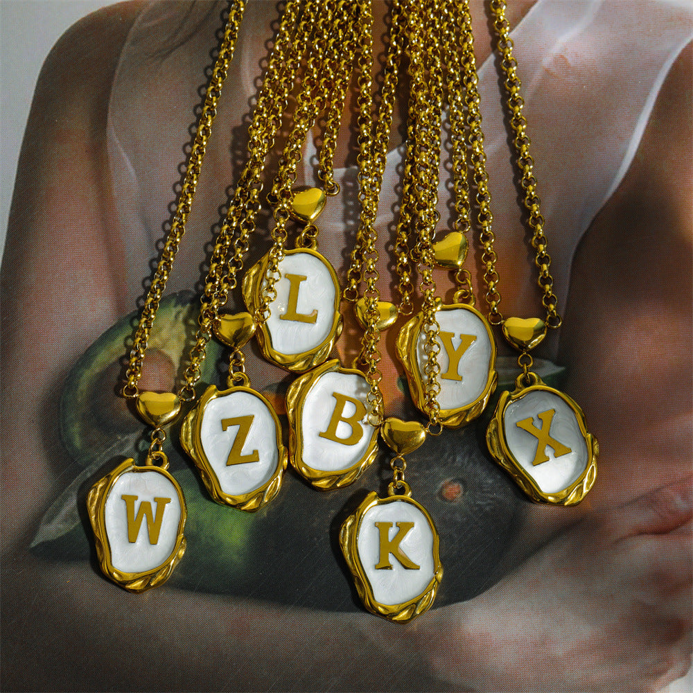 Collana Minimalista in Acciaio Inossidabile a Forma di Lettera con Placcatura in Oro 18K e Catena a O per Uomo e Donna