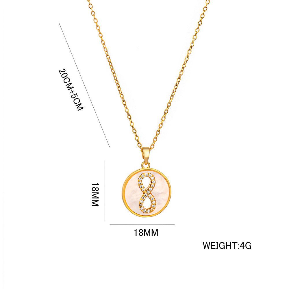 Collana a catena a serpente da donna minimalista geometrica in acciaio inossidabile e titanio con numeri in zirconi micropavé