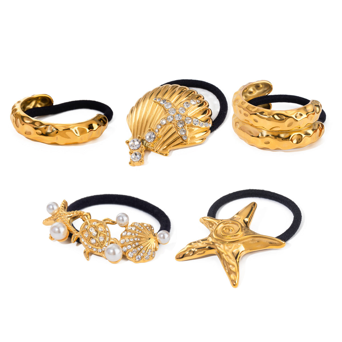Elegant Starfish-Shaped Stainless Steel Hair Tie with Plated Finish for Women