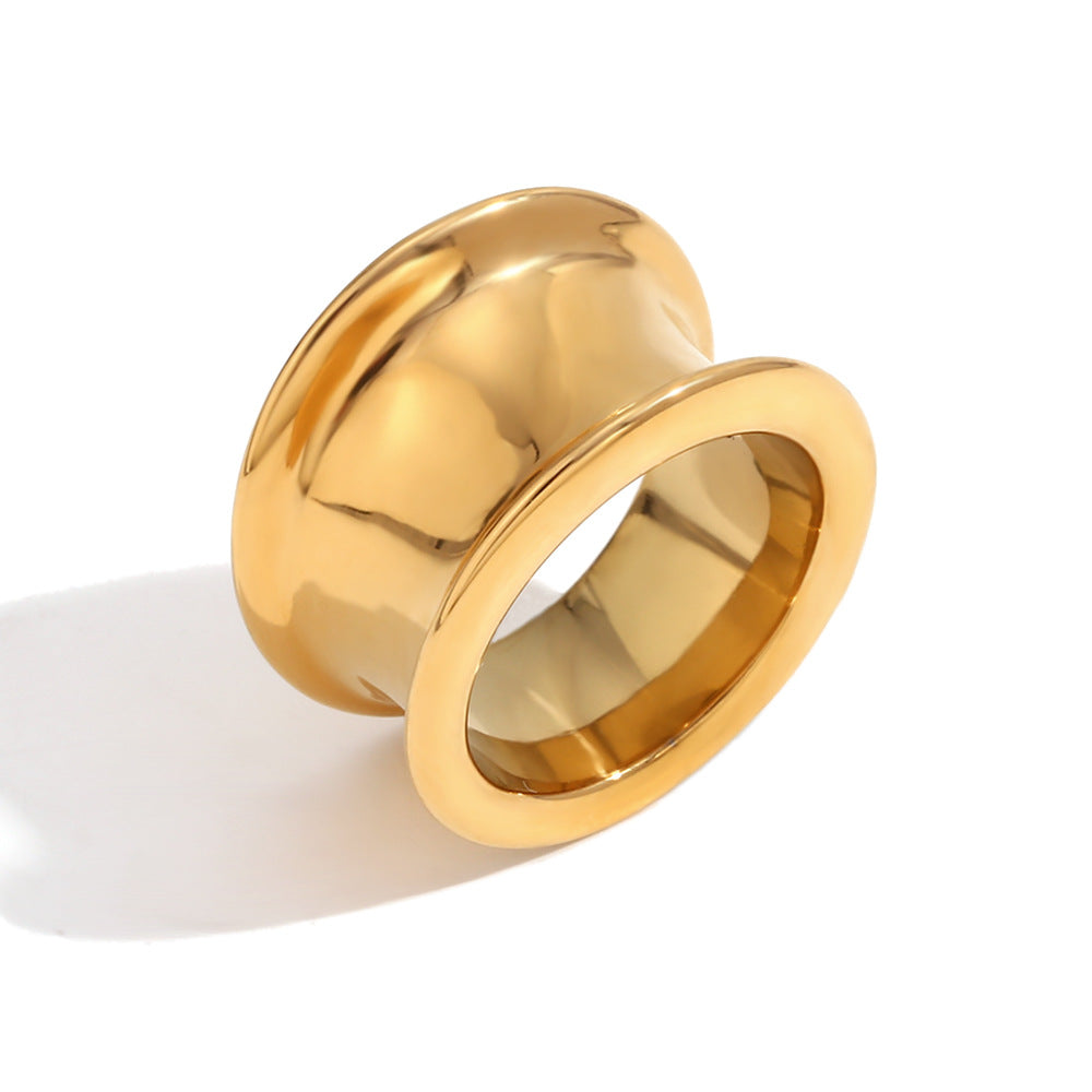 Minimalist Geometric Stainless Steel Plated 18K Gold Hoop Earrings for Women with Smooth Finish and Curved Hook Design