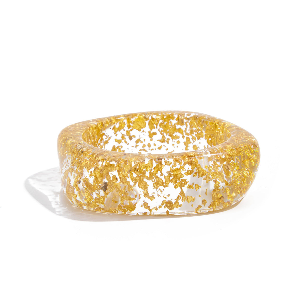 Bracciale minimale in acrilico a C con effetto Ombré a lamina d'oro e finitura placcata da donna
