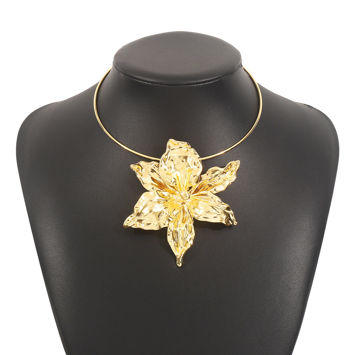 Collana girocollo floreale esagerata da donna in lega con motivo floreale botanico