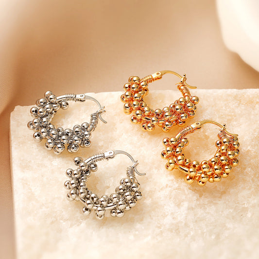 Pendientes de aro geométricos minimalistas de cobre con baño de oro para mujer