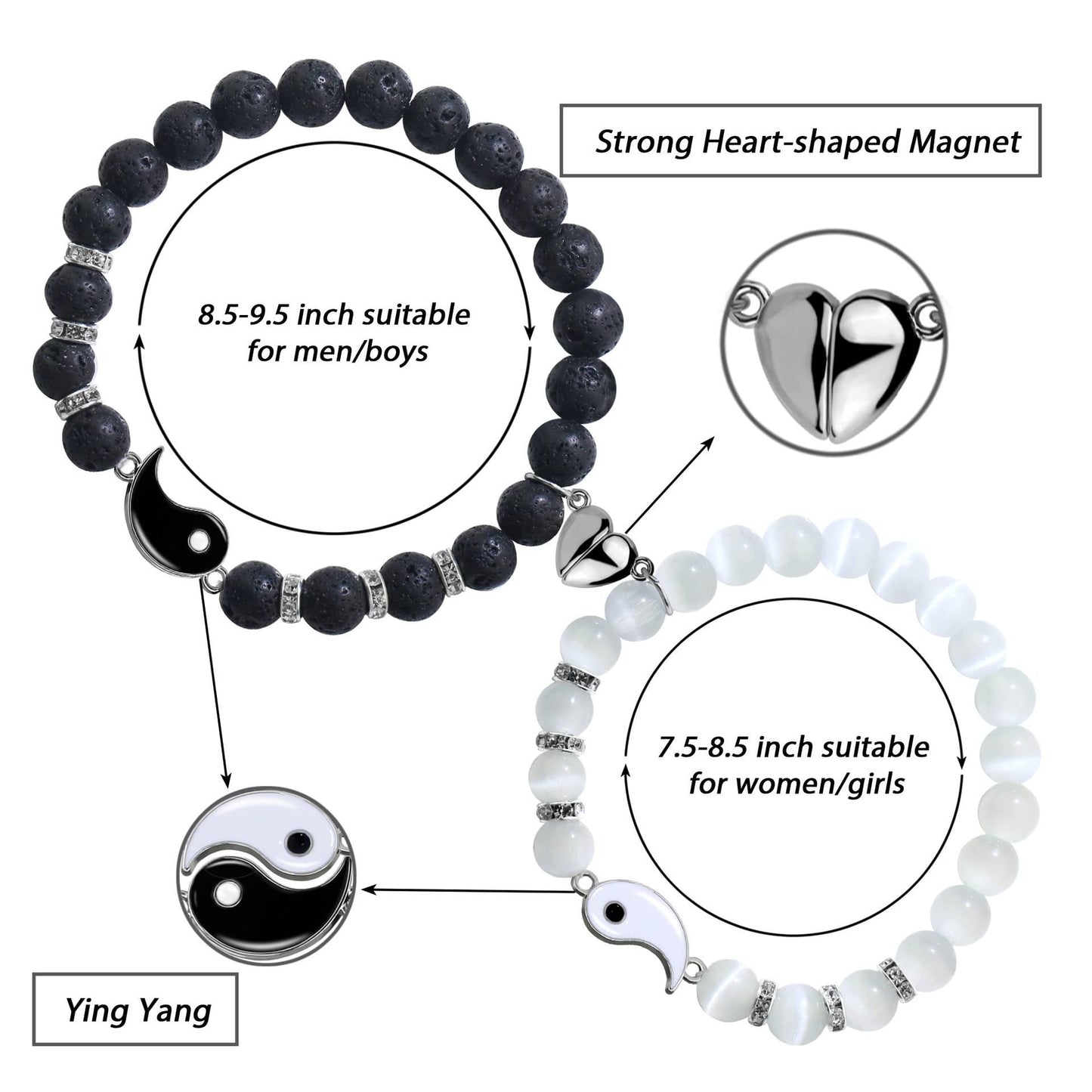 Minimalist Geometric Natural Turquoise Beaded Bracelet Unisex Yin Yang Tai Chi Charm