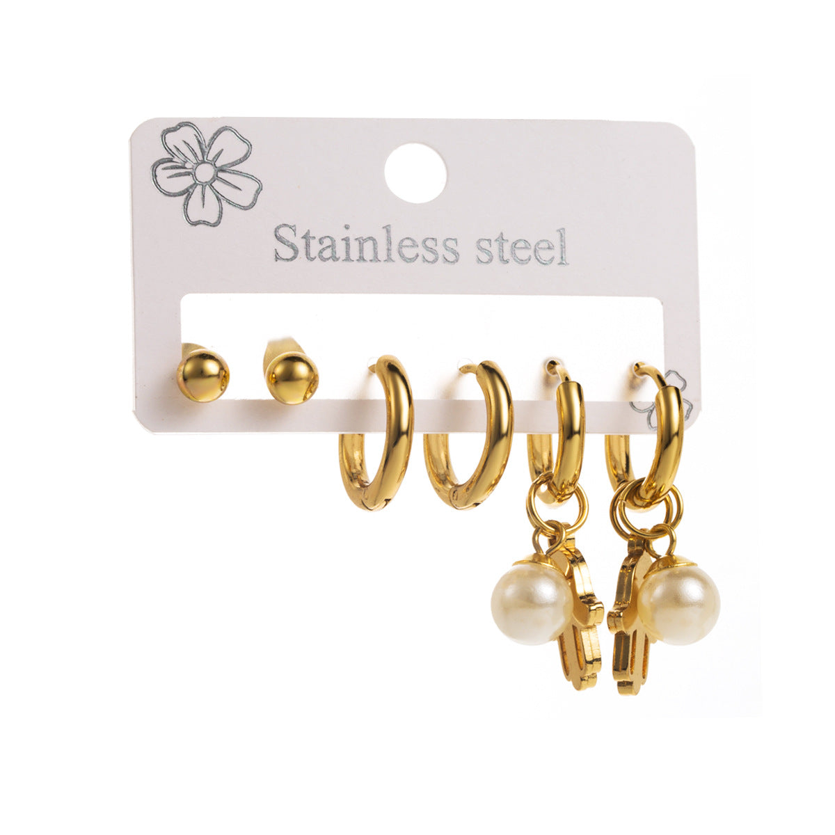 Pendientes de botón minimalistas geométricos de acero inoxidable con acabado chapado para mujer