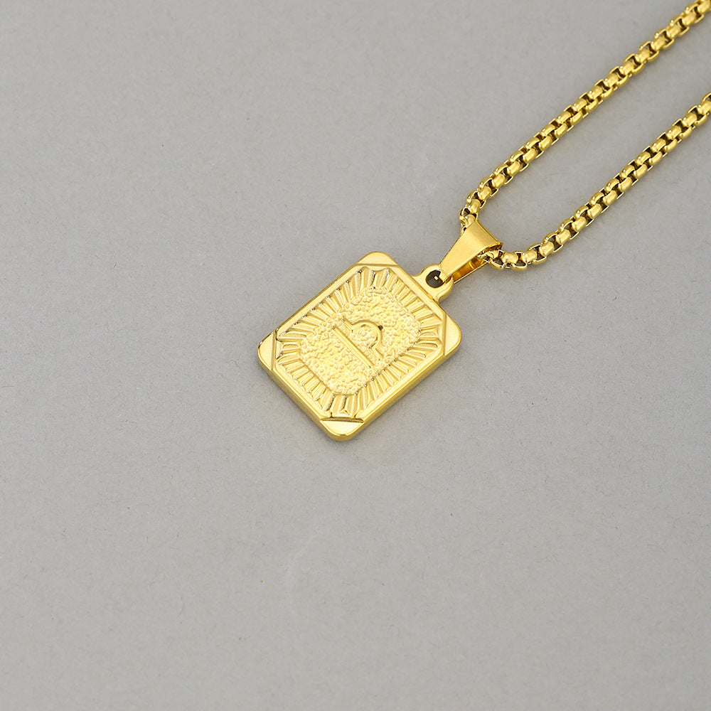Collana con Pendente Zodiacale Geometrico Minimalista in Acciaio Inossidabile con Finitura Placcata per Uomo e Donna