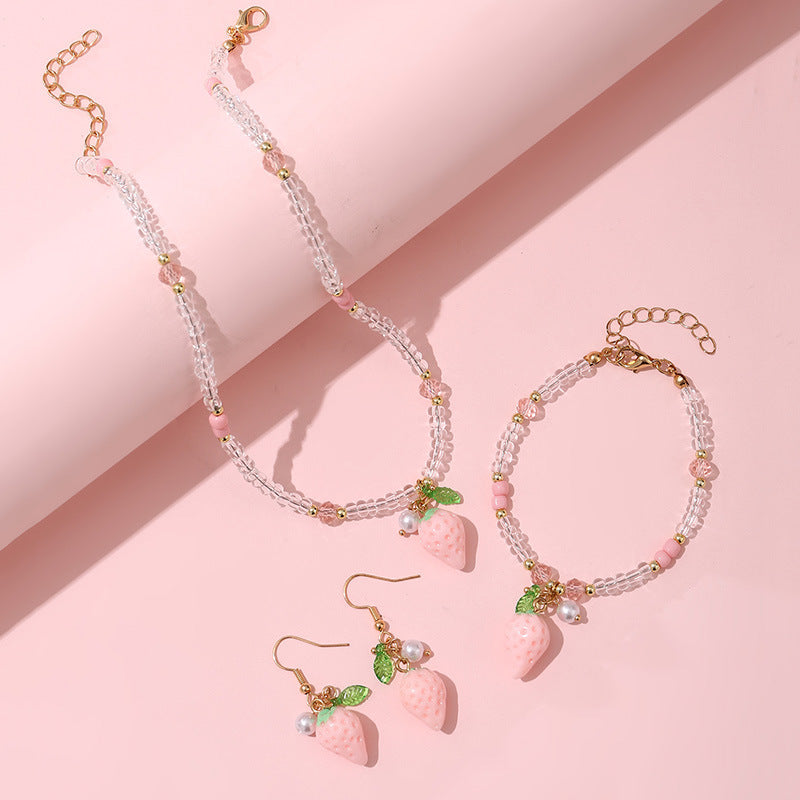 Set di collane con ciondoli a forma di fiocco, ciliegia, uva, frutta e stella marina in resina per bambine con catena di perline