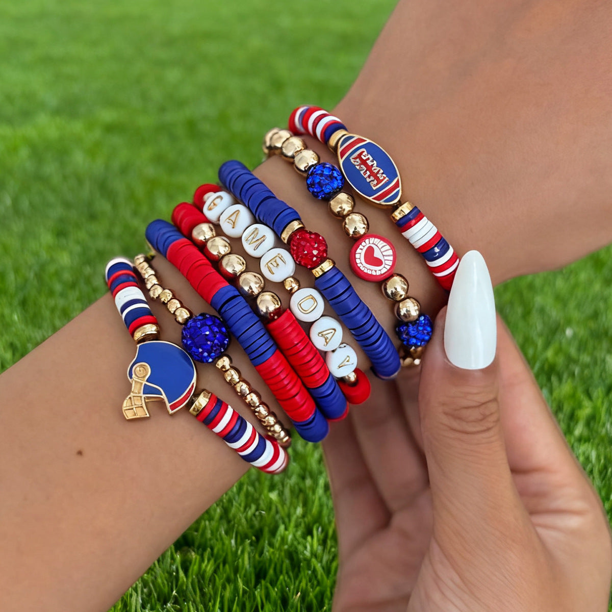 Irregular Resin Beaded Crystal Bracelet with Letter Charms for Women