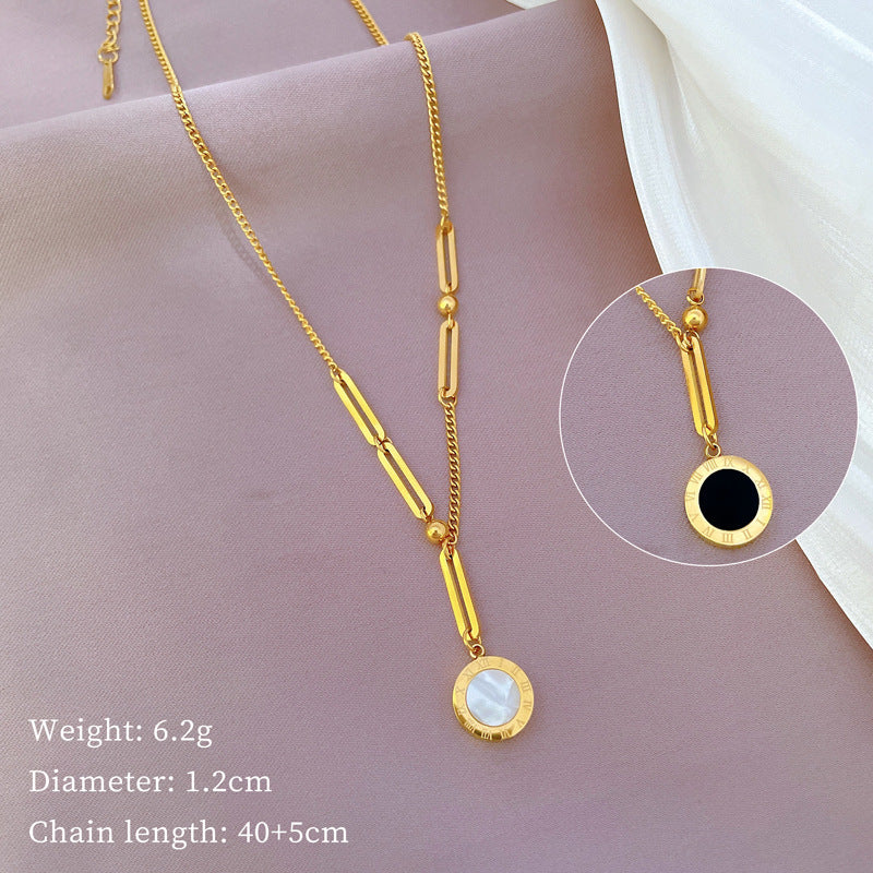 Collana con pendente geometrico minimalista in titanio e acciaio placcato unisex