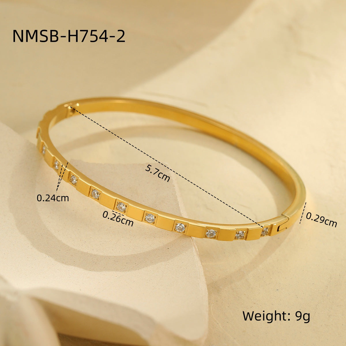 Bracciale da donna in acciaio inossidabile placcato oro 18 carati con design geometrico di ispirazione vintage e strass