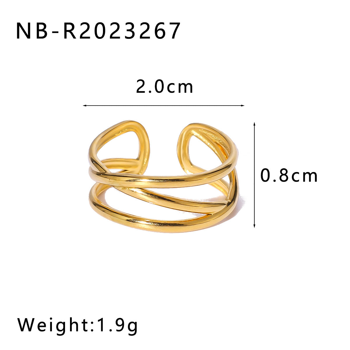 Minimalist Star-Shaped Geometric Stainless Steel Ring with 18K Gold Plating and Shell-Inspired Texture for Women
