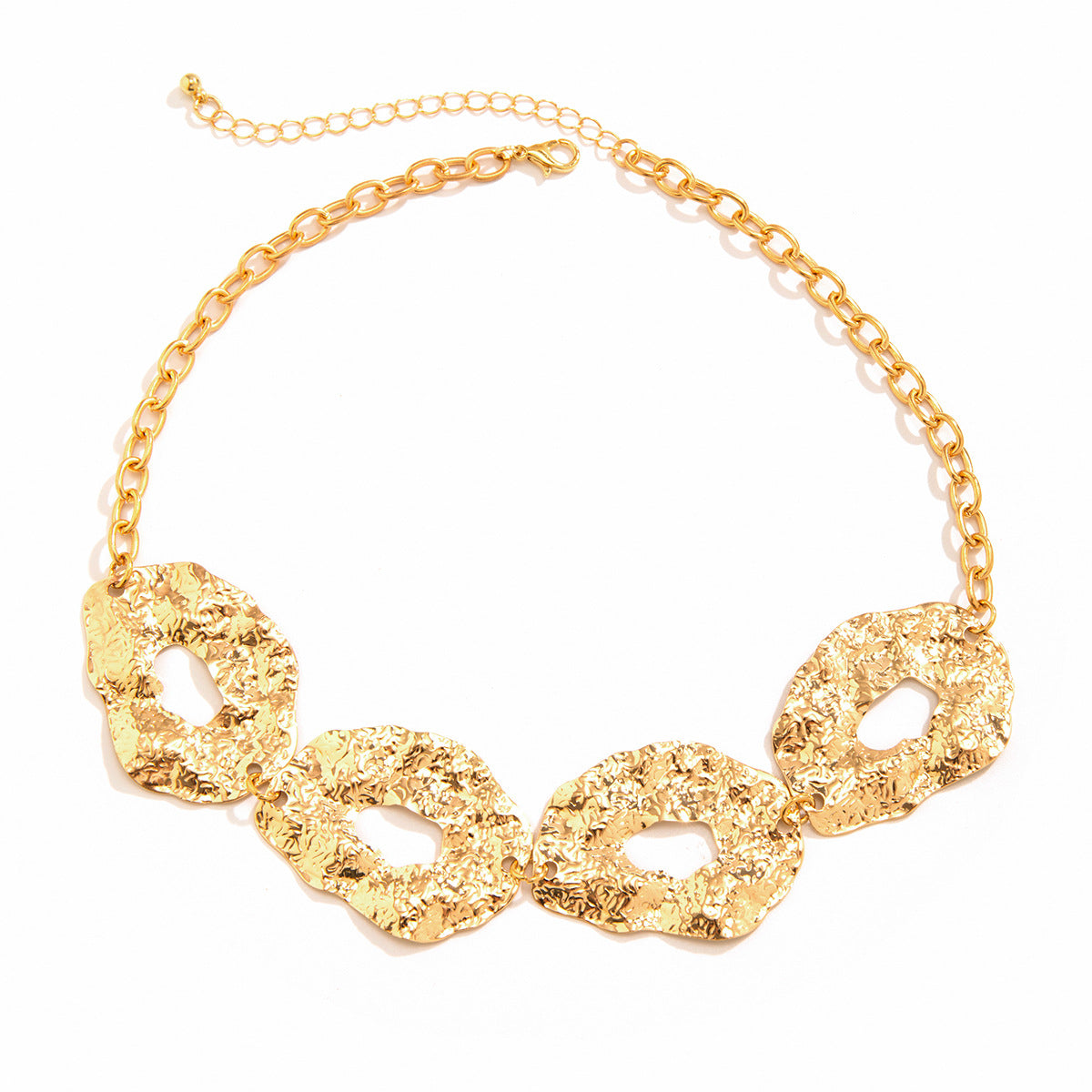 Minimalist Geometric Oval Iron Plated Necklace with Curb Chain for Women