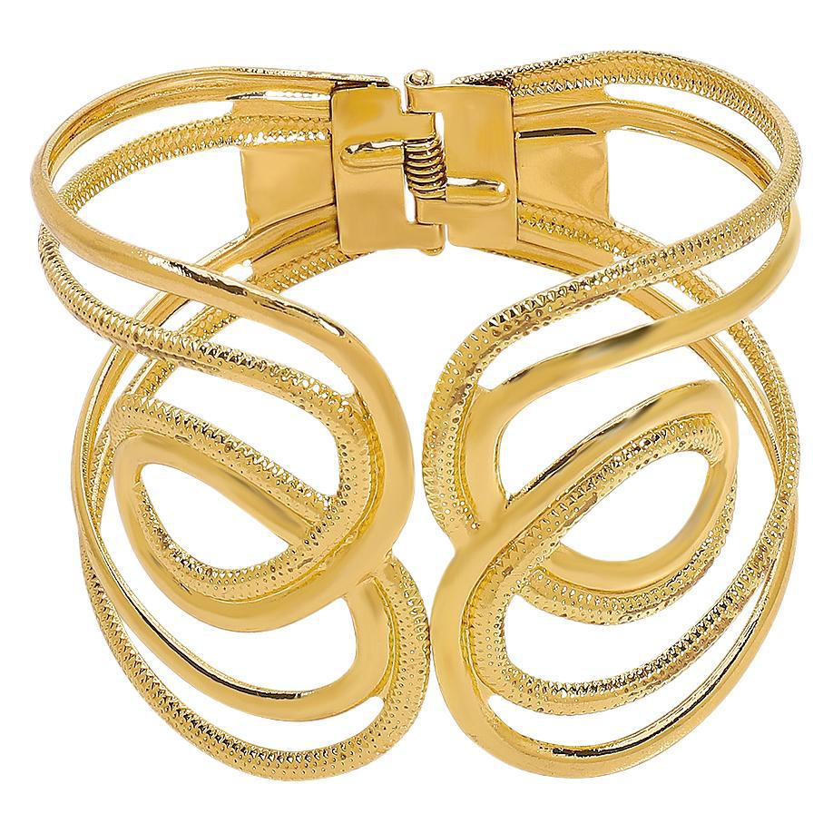 Pulsera vintage minimalista geométrica de muelle abierto para mujer hecha de hierro con acabado chapado