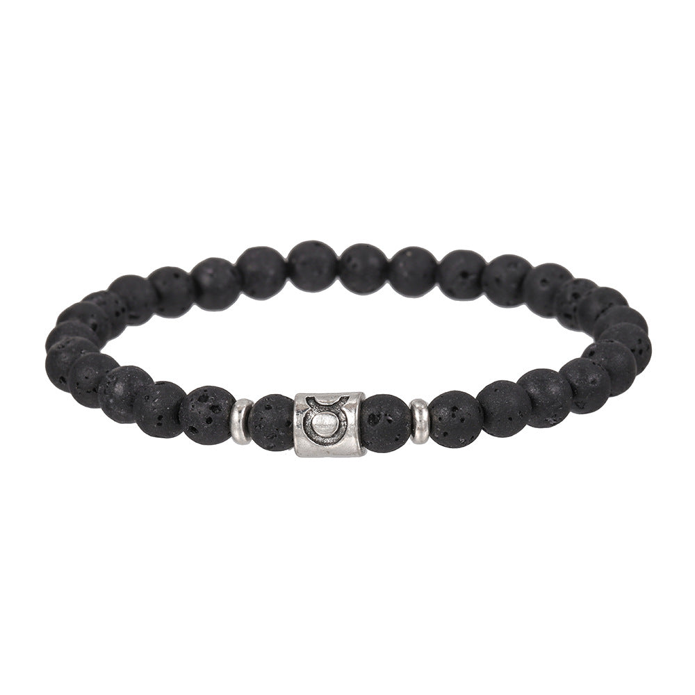Handmade Geometric Round Volcanic Stone Bracelet for Unisex