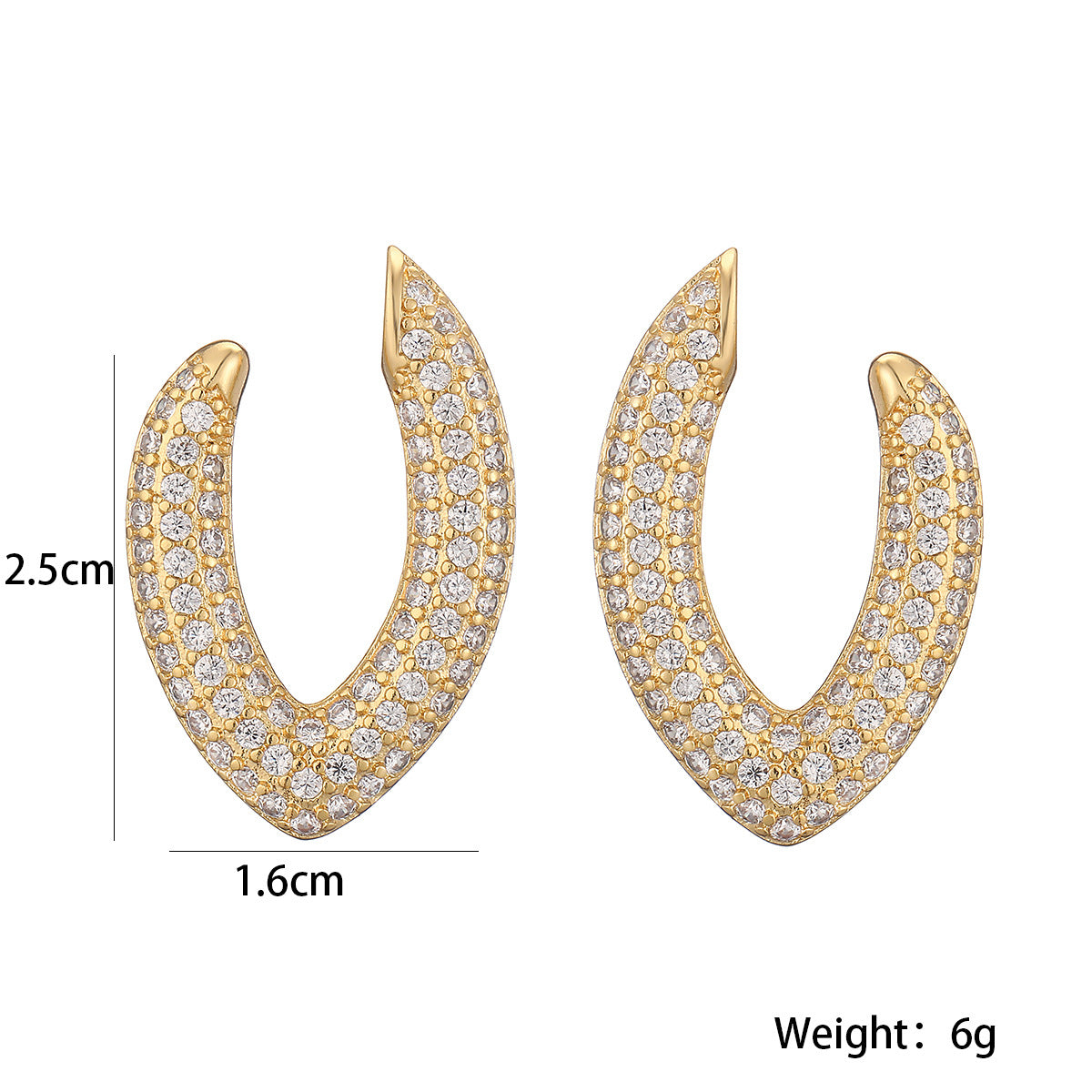 Minimalist Irregular Geometric Zircon Stud Earrings for Women in Copper with Micro-Pavé Setting
