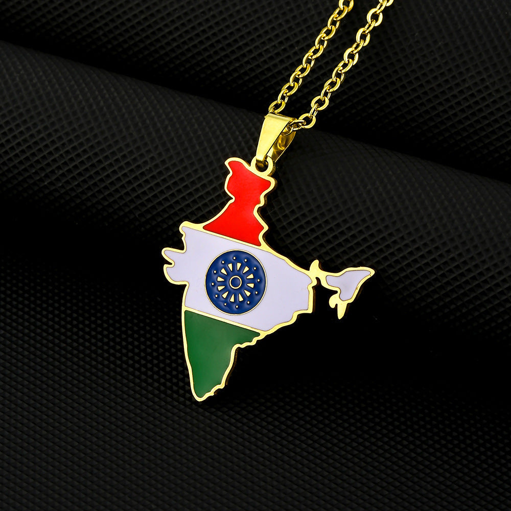 Collar con dije de yoga de símbolo tamil geométrico minimalista, colgante de acero inoxidable unisex con cadena tipo O chapada al vacío