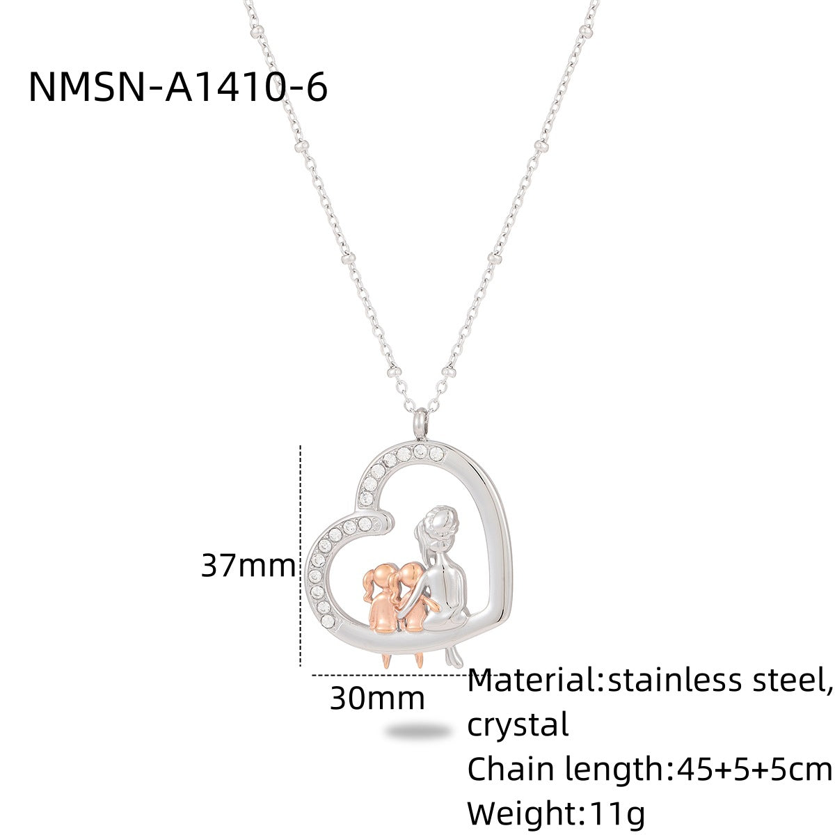 Collar con Colgante Minimalista de Acero de Titanio en Forma de Corazón para Mujer con Incrustaciones de Diamantes de Imitación y Acabado Chapado