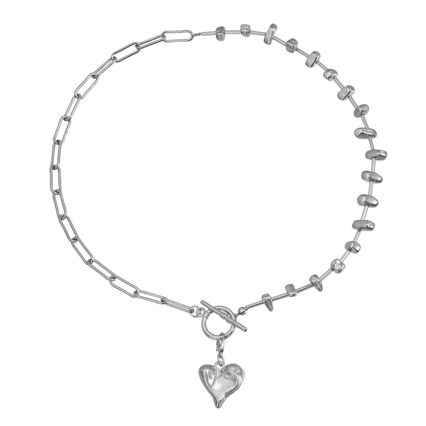 Collar vintage de aleación con forma de corazón, incrustaciones de piedra geométrica y acabado chapado para mujer