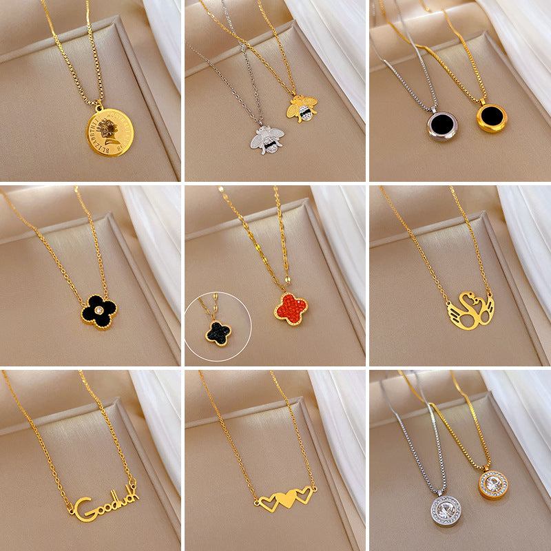 Collana Minimalista Geometrica in Acciaio Titanio Placcato per Uomo e Donna Stile Fresco e Dolce