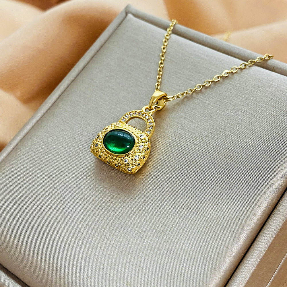 Collana Minimalista da Donna in Acciaio al Titanio a Goccia con Finitura Elettroplaccata e Catena a Maglie O