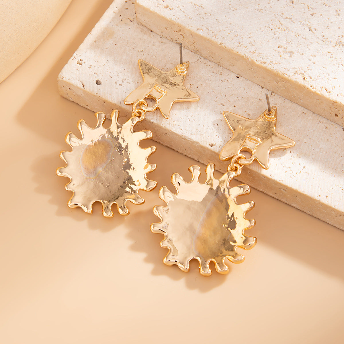 Geometric Sunflower Alloy Plated Earrings for Women