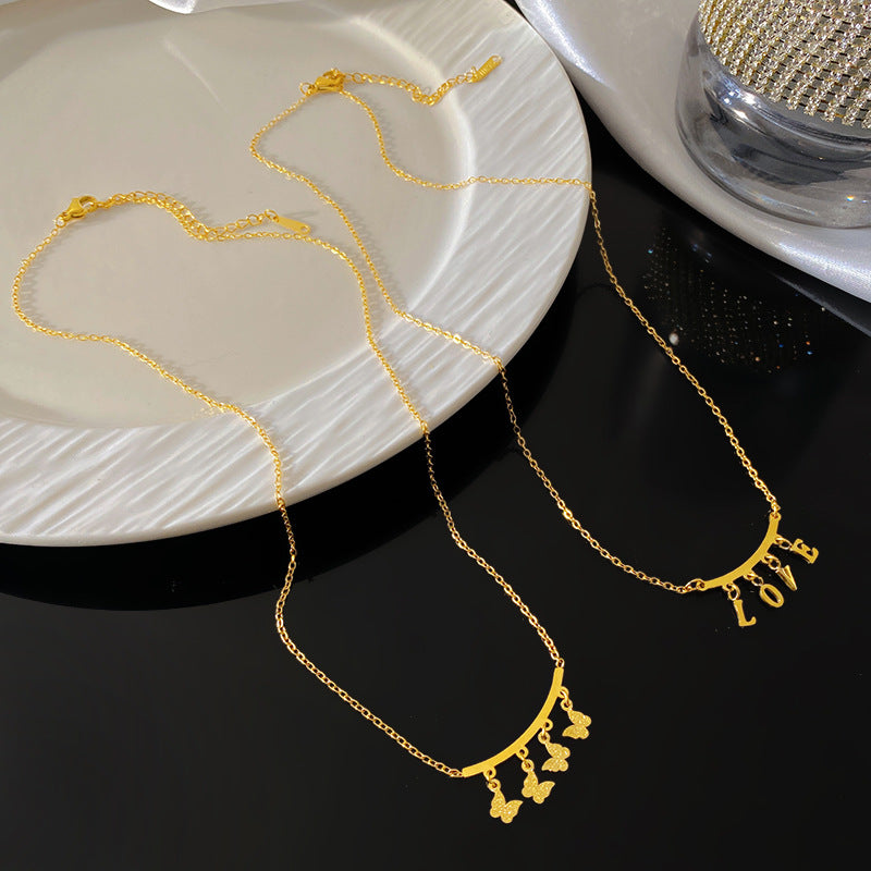 Sweet Streetwear Letter Number Titanium Steel Plated Necklace Unisex Cable Chain