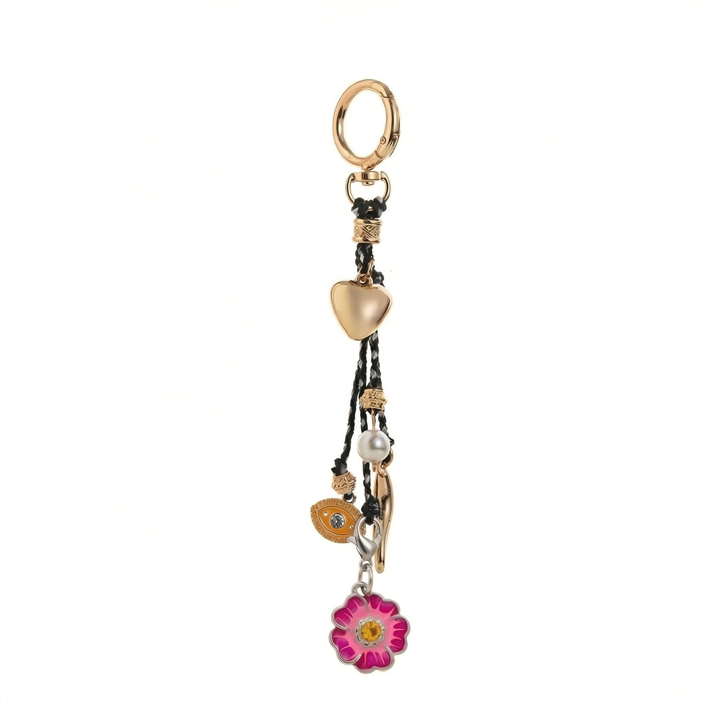 Sweet Plated Alloy Heart Teardrop Floral Pearl DIY Charm Bar Bag Pendant Keychain