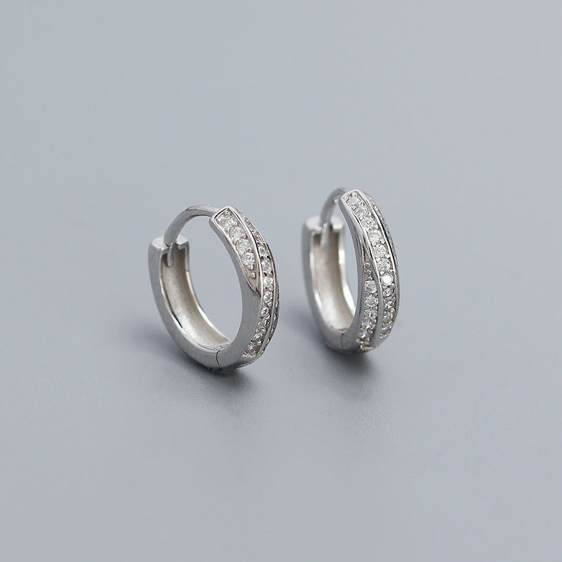 Elegant Geometric 925 Sterling Silver Plated Cubic Zirconia Hoop Earrings for Women