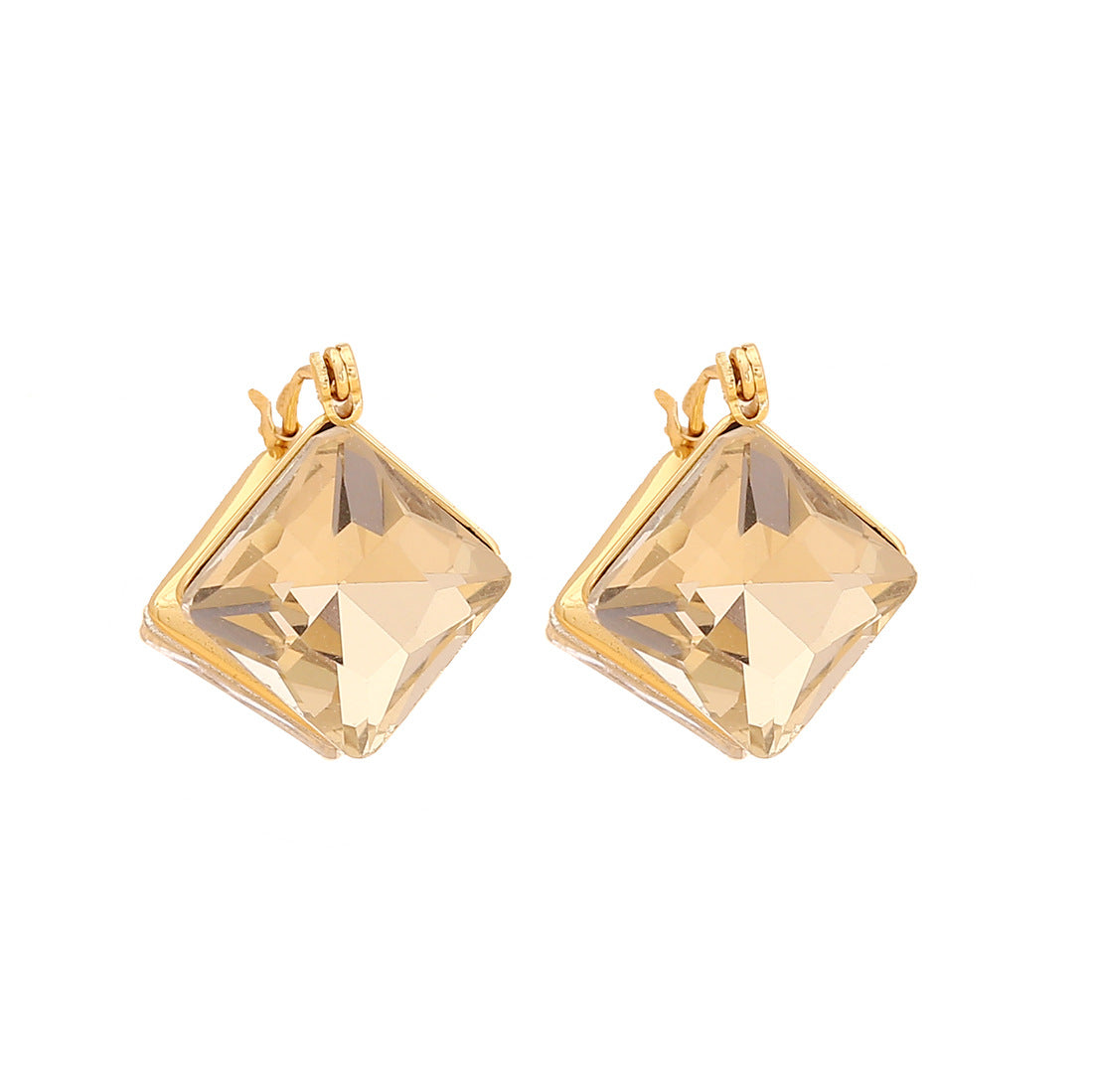 Geometric Square Double-Sided Stainless Steel Stud Earrings with Plating Finish for Women