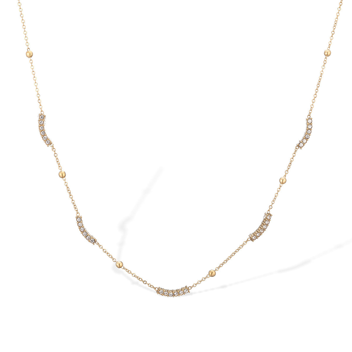 Minimalist Geometric Gold Plated Stainless Steel Necklace with Cubic Zirconia for Women