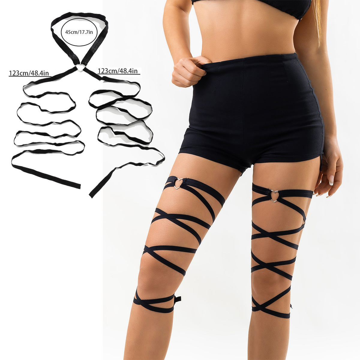Sweet Streetwear Geometric Heart Elastic Leg Chain for Women