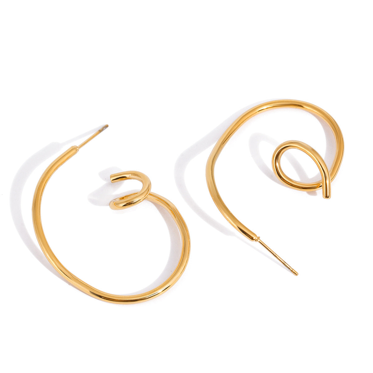 Orecchini a perno geometrici minimalisti in acciaio inossidabile con placcatura in oro 18 carati da donna