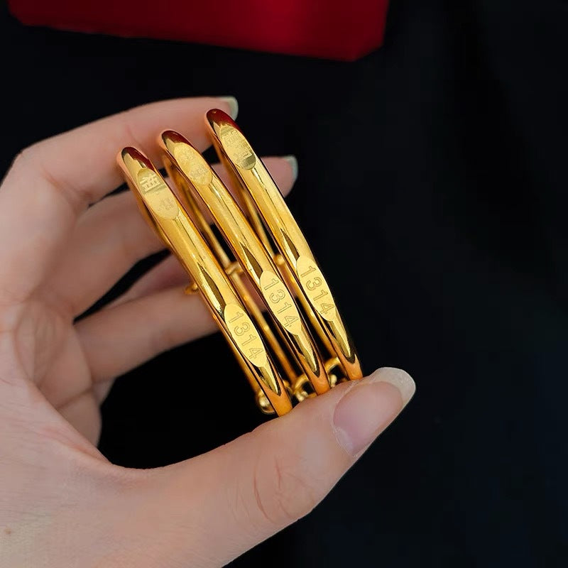 Minimalist Chinese Style Copper Bracelet with Plated Finish for Women, Geometric and Elegant Hand Jewelry