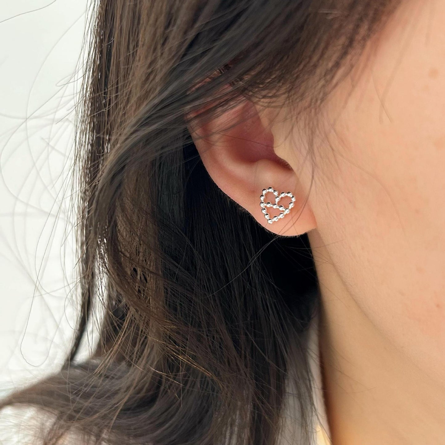 Minimalist Heart-Shaped 925 Sterling Silver Stud Earrings with Plated Finish, Sweet and Fresh Style