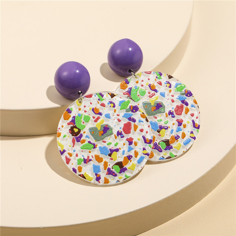 Orecchini acrilici geometrici mimetici colorati per bambini con perni in argento sterling 925