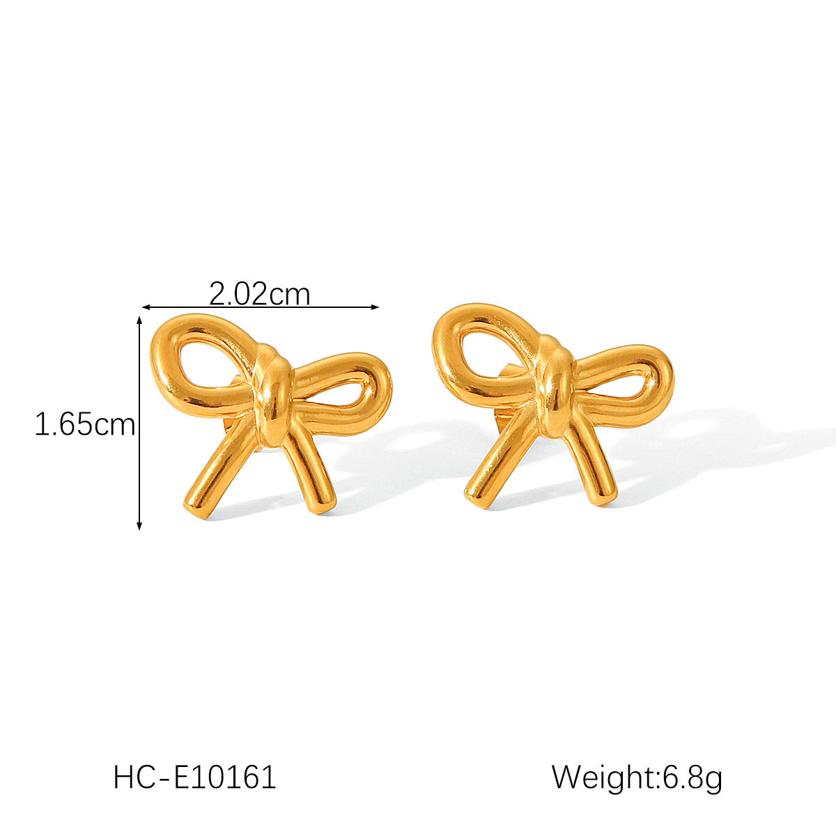 Pendientes de tuerca geométricos de corazón con lazo de acero inoxidable chapado en oro de 18 quilates irregulares de moda para mujer