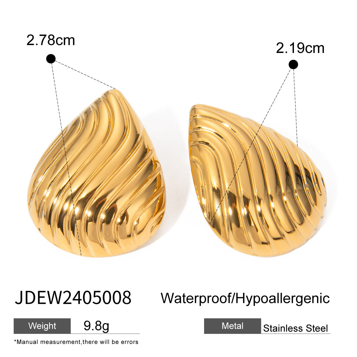 Orecchini Minimalisti Geometrici in Acciaio Inossidabile con Placcatura in Oro 18K e Texture Sottile