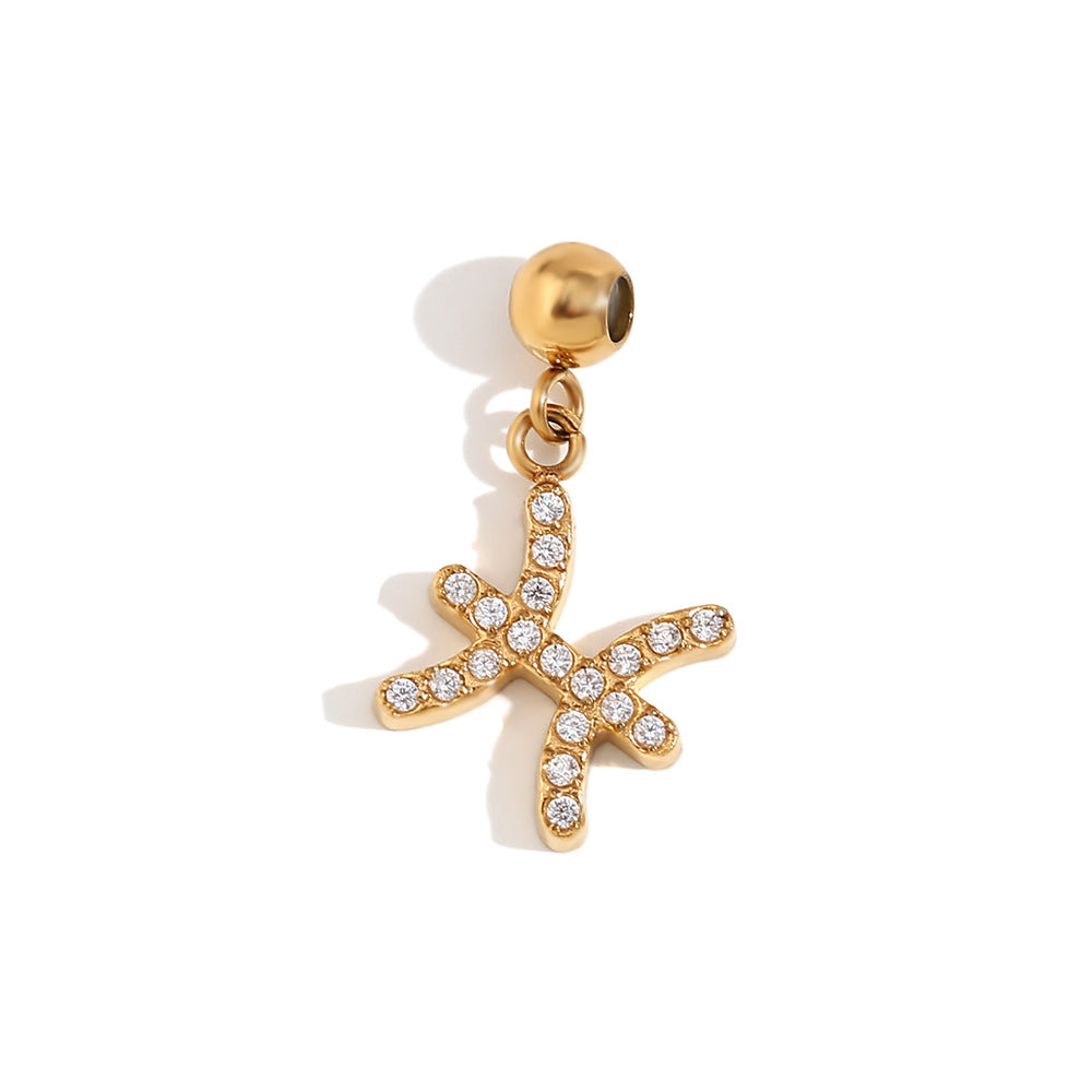 Collana da Donna Minimalista con Pendente Zodiacale in Acciaio Inossidabile con Placcatura in Oro 18 carati, Stile Acciaio al Titanio