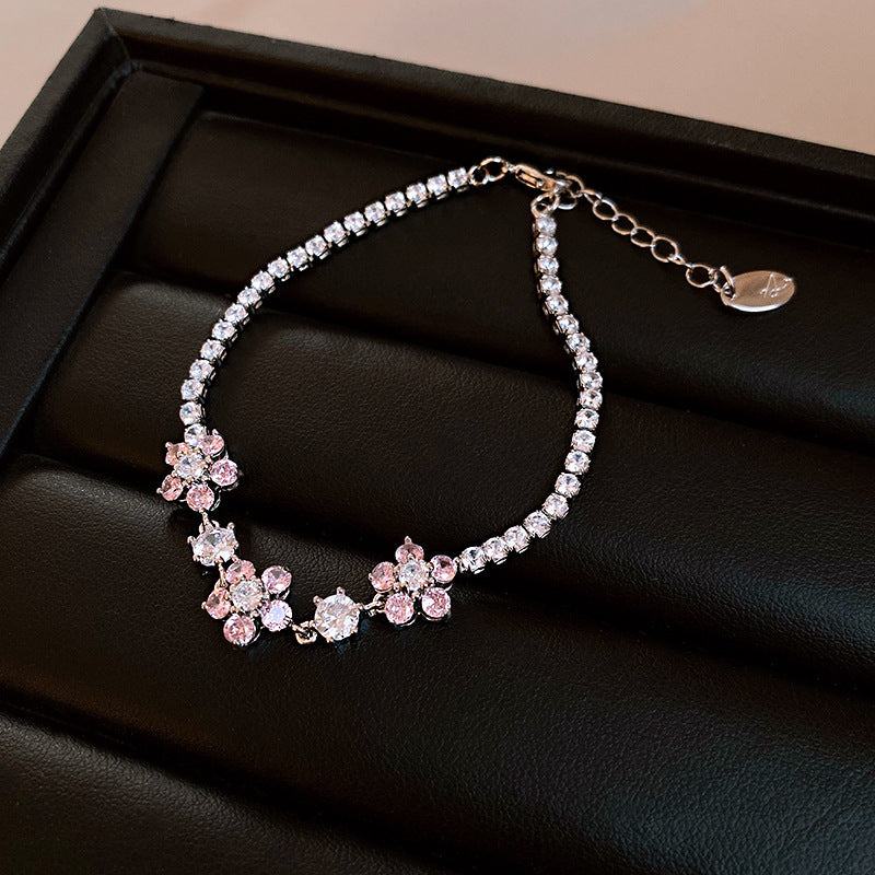 Minimalist Sweet Square Butterfly Brass Bracelet with Cubic Zirconia Inlay for Women